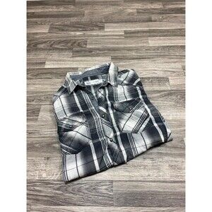 BKE Standard Fit Snap Up Black/White Plaid Flannel Shirt Men's Size Medium